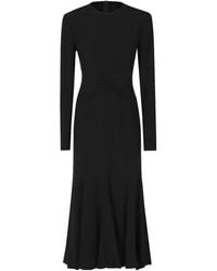 Alberta Ferretti - Robe Froncée À Manches Longues Et Taille Froncée - Lyst