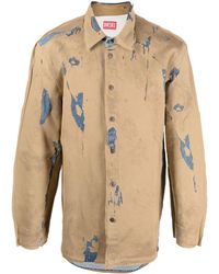DIESEL - Cracked-effect Denim Shirt Jacket - Lyst