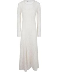 D.exterior - Open-Knit Long-Sleeve Midi Dress - Lyst