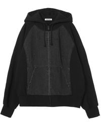 Undercover - Hoodie Met Denim Vlak En Rits - Lyst