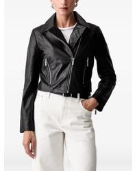 ARMANI EXCHANGE - Zip-Fastening Leather Jacket - Lyst