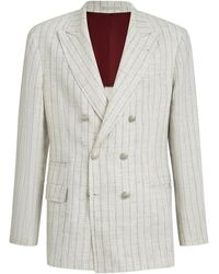 Brunello Cucinelli - Gestreepte Blazer Met Metalen Knopen - Lyst