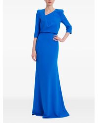 Badgley Mischka - Draped Elbow-Sleeve Gown - Lyst