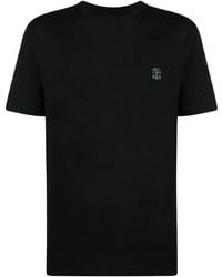 Brunello Cucinelli - Cotton T-Shirt With Printed Logo - Lyst
