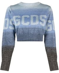 Gcds - Pull Crop À Logo En Maille Intarsia - Lyst