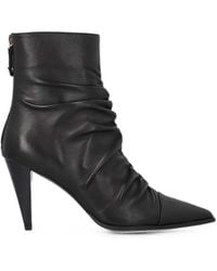 Pinko - Ruched Pointed-Toe Ankle Boots - Lyst