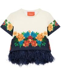 La DoubleJ - Floral Feather T-Shirt - Lyst