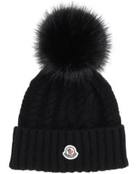 Moncler - Cable-Knit Pom-Pom Beanie Hat - Lyst