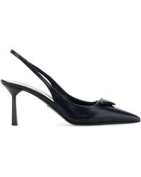Prada - Slingback-Pumps mit Triangel-Logo 75mm - Lyst