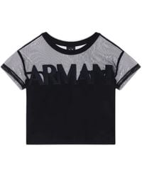 ARMANI EXCHANGE - Tulle-Panelled Logo-Patch T-Shirt - Lyst