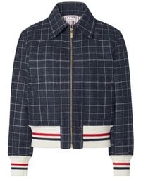 Thom Browne - Windowpane Houndstooth Teviot Tweed Cropped Flight Jacket - Lyst