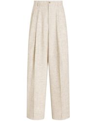 Dolce & Gabbana - Pantalon En Lin Et Viscose À Effet Tweed - Lyst