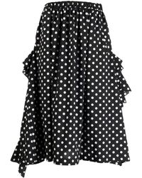 Comme des Garçons - Ruffled-detail Polka Dot-print Midi Skirt - Lyst