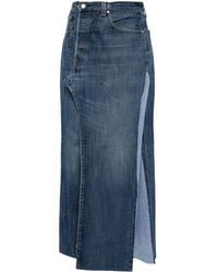 PROTOTYPES - Jupe mi-longue en jean à effet délavé - Lyst