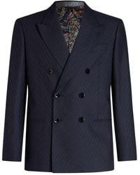 Etro - Striped Double-breasted Blazer - Lyst