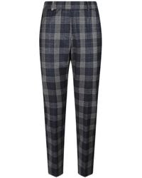 Peserico - Check-Pattern Tapered Trousers - Lyst