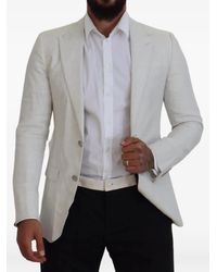Dolce & Gabbana - Single-Breasted Linen Blazer - Lyst