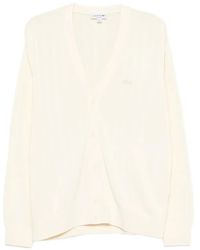 Lacoste - Button Ribbed Cardigan - Lyst