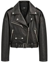 DROMe - Belted Leather Biker Jacket - Lyst