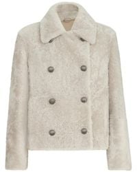 Brunello Cucinelli - Fuzzy Shearling Pea Coat - Lyst