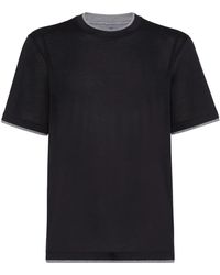Brunello Cucinelli - Silk And Cotton Jersey Crew-Neck T-Shirt With Faux-Layering - Lyst