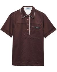Prada - Polo Lisle À Poche Plaquée Et Bords Francs - Lyst