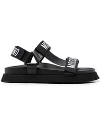 Moschino - Black Logo-print Flat Sandals - Lyst