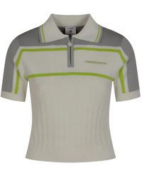 CASABLANCA - Zip-Up Striped Polo Shirt - Lyst