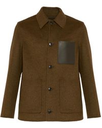 Yves Salomon - Wollen Jack Met Leren Patch - Lyst