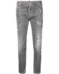 DSquared² Distressed cropped jeans - Grau