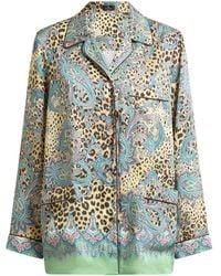 Etro - Twill Shirt With Placed Paisley And Animal Print - Lyst