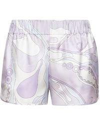 PUCCI - Shorts Met Elastische Tailleband En Orchidee-Print - Lyst