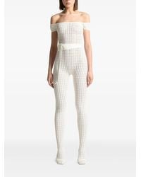 Manière De Voir - Martine Pointelle Knit Bardot Jumpsuit With Belt - Lyst