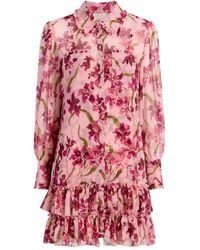 Cinq À Sept - Jurk Met Bloemenprint En Ruches - Lyst