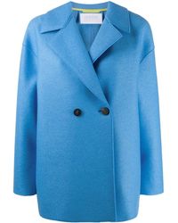 Harris Wharf London Manteau feutré à boutonnière croisée - Bleu