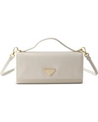 Prada - Saffiano Leather Wallet With Shoulder Strap - Lyst