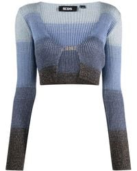 Gcds - Degradé Ribbed-knit Cropped Cardigan - Lyst