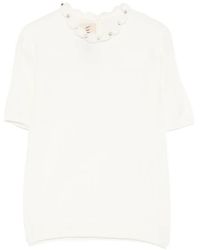Valentino Garavani - Embellished Scalloped Virgin Wool Blouse - Lyst