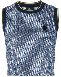 3 MONCLER GRENOBLE - Abstract-pattern Cropped Tank Top - Lyst
