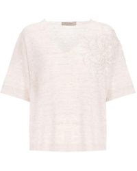 D.exterior - Floral-Embroidered V-Neck T-Shirt - Lyst