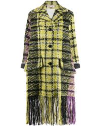 Marni Plaid Fringe Coat - Yellow