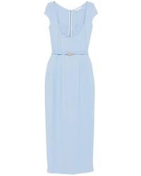 ROWEN ROSE - Belted Cap-Sleeve Maxi Dress - Lyst