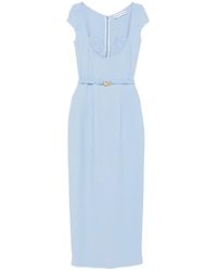 ROWEN ROSE - Robe Longue Ceinturée À Mancherons - Lyst