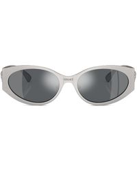 Versace - Logo-plaque Oval-frame Sunglasses - Lyst