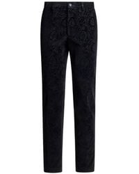 Etro - Cotton Velvet Trousers With Arnica Motif - Lyst