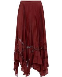 Twinset - Pleated Lace-Trim Midi Skirt - Lyst