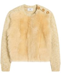 Ami Paris - Pull En Peau Lainée À Col Rond - Lyst