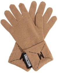 Moschino - Logo-Tag Wool Gloves - Lyst