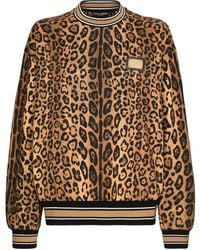 Dolce & Gabbana - Katoenen Sweater Met Luipaardprint - Lyst