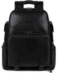 Piquadro - Sac À Dos En Cuir À Fini Grainé - Lyst